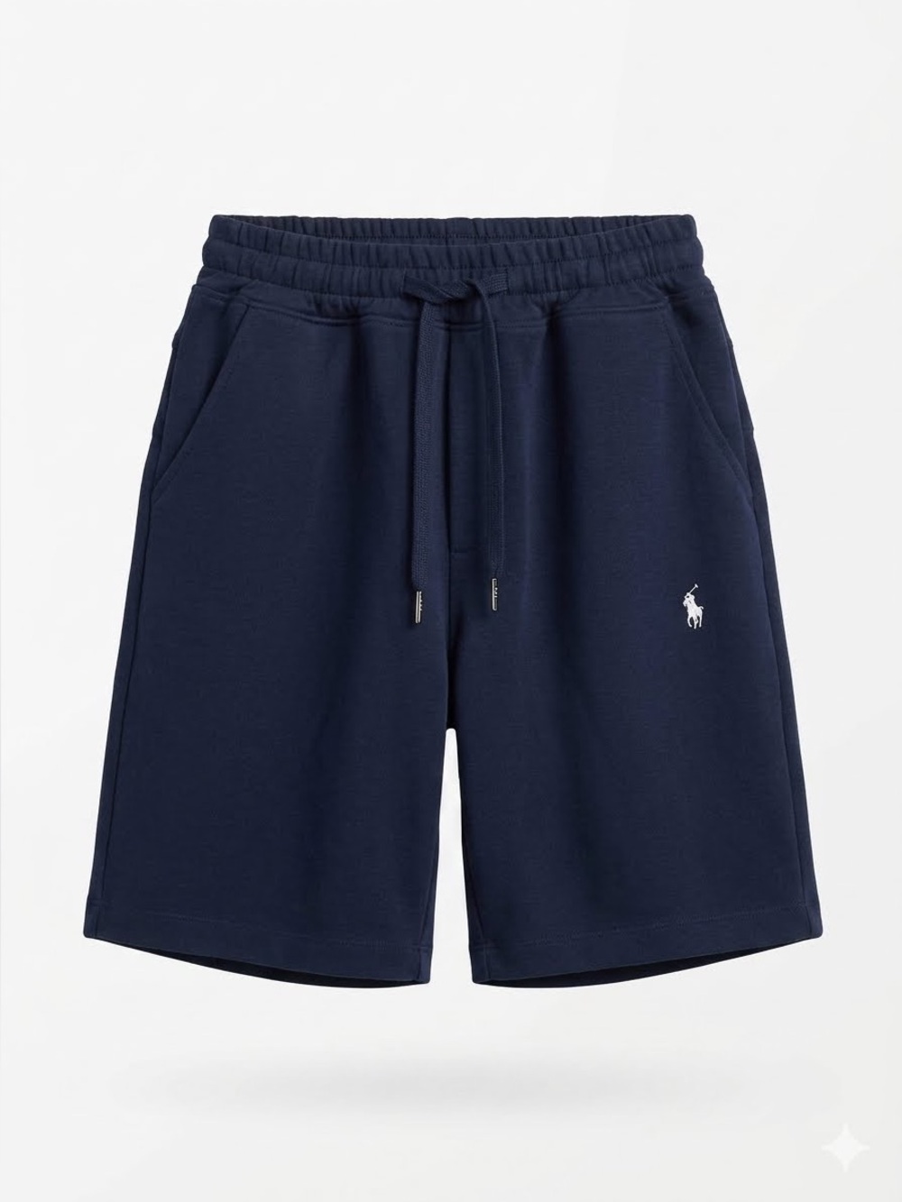 Boy’s Ralph Lauren Navy Athletic Drawstring Shorts with White Polo